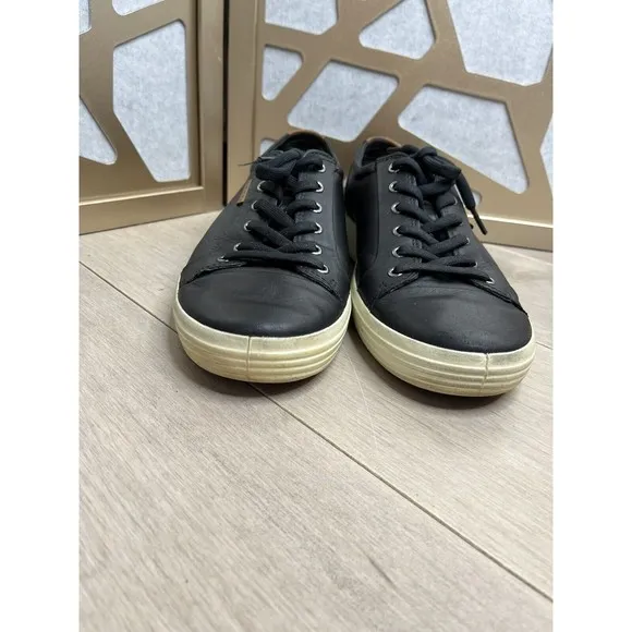 Ecco mens shoes Soft 7 Casual Black Leather Sneakers SZ 10 US 44 EU