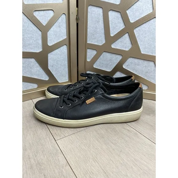 Ecco mens shoes Soft 7 Casual Black Leather Sneakers SZ 10 US 44 EU