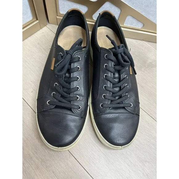 Ecco mens shoes Soft 7 Casual Black Leather Sneakers SZ 10 US 44 EU