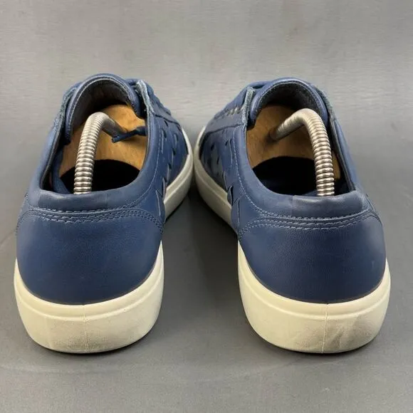 Ecco Mens Soft 7 Woven Tie Sneakers Casual Shoes navy blue size 10