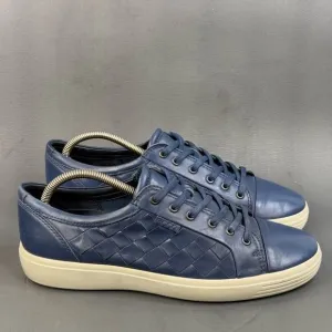 Ecco Mens Soft 7 Woven Tie Sneakers Casual Shoes navy blue size 10