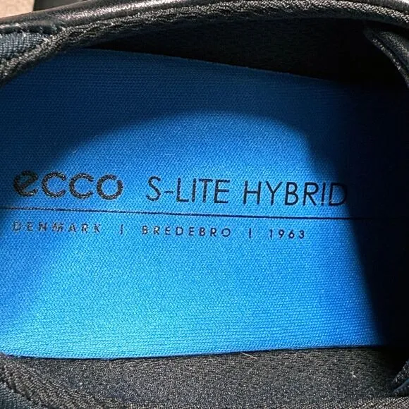 Ecco S Lite Hybrid Mens Size 12 Low Top Wingtip Oxford Derby Shoes Black Leather