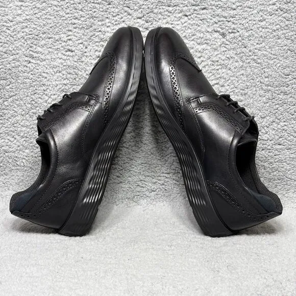 Ecco S Lite Hybrid Mens Size 12 Low Top Wingtip Oxford Derby Shoes Black Leather