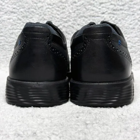 Ecco S Lite Hybrid Mens Size 12 Low Top Wingtip Oxford Derby Shoes Black Leather