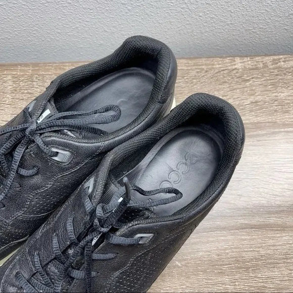 ECCO Sneak Trend Leather Shoes Black Lace Up Danish Design Size 45, 11,5 US Men