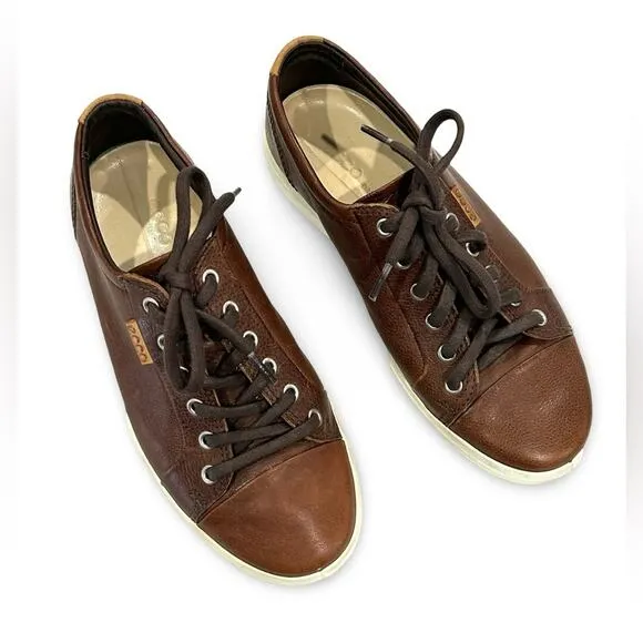 Ecco Soft 7 Mens Sneakers Size 5 EU 39 Brown Leather Lace Up