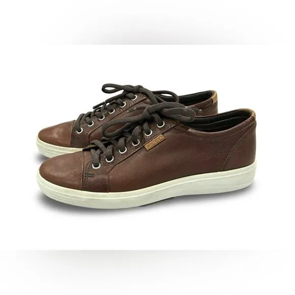Ecco Soft 7 Mens Sneakers Size 5 EU 39 Brown Leather Lace Up