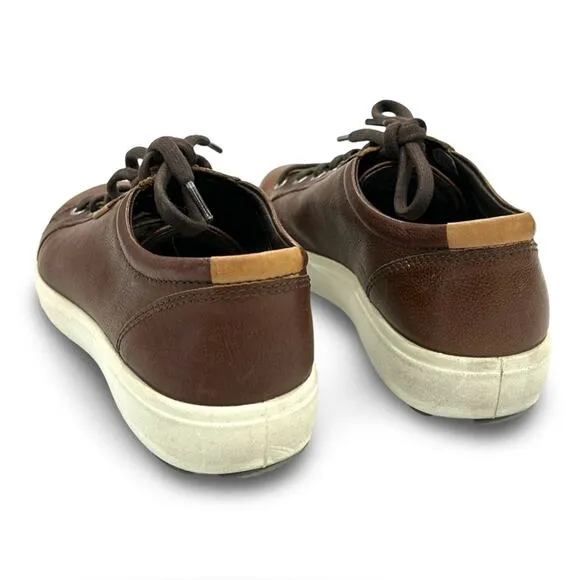 Ecco Soft 7 Mens Sneakers Size 5 EU 39 Brown Leather Lace Up