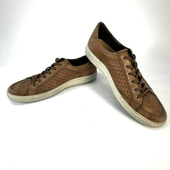 Ecco Soft 7 Retro Tie Sneaker Mens 50 US 16 Brown Leather Casual Shoes