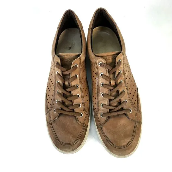 Ecco Soft 7 Retro Tie Sneaker Mens 50 US 16 Brown Leather Casual Shoes