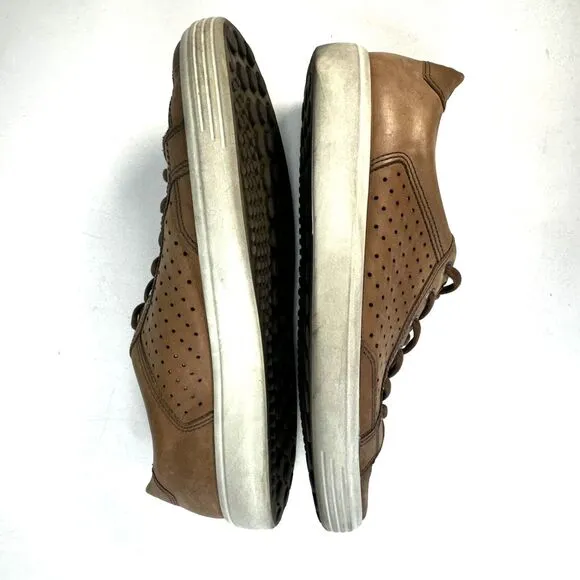 Ecco Soft 7 Retro Tie Sneaker Mens 50 US 16 Brown Leather Casual Shoes