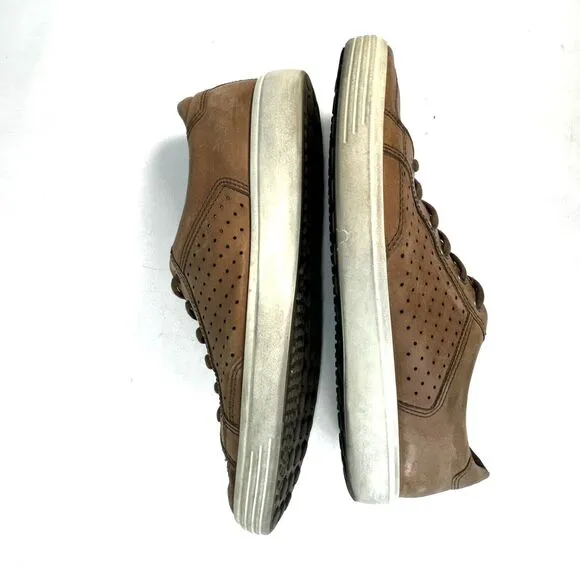 Ecco Soft 7 Retro Tie Sneaker Mens 50 US 16 Brown Leather Casual Shoes