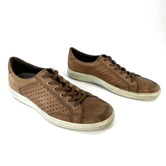 Ecco Soft 7 Retro Tie Sneaker Mens 50 US 16 Brown Leather Casual Shoes