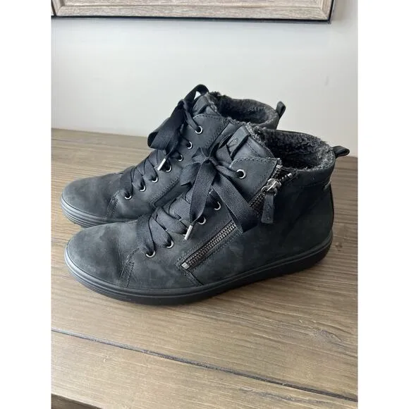 Ecco Soft 7 Tred Shoes Women's 42/11 Black Nubuck Gore-Tex Sneaker Boots High