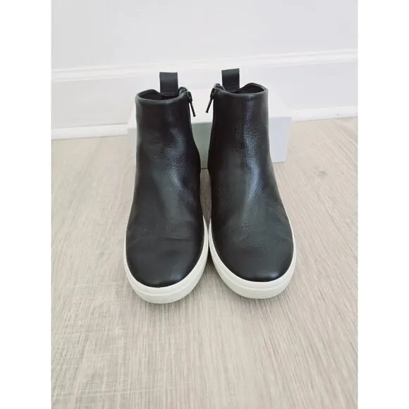 Ecco Soft 7 Wedge City Leather Ankle Booties Boots Shoes 38 7 7.5 Womens Zip