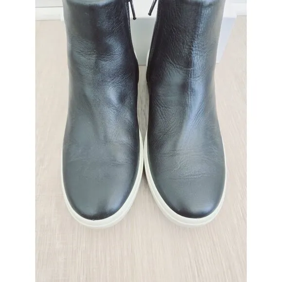 Ecco Soft 7 Wedge City Leather Ankle Booties Boots Shoes 38 7 7.5 Womens Zip