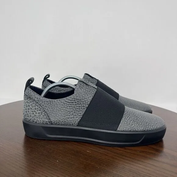 Ecco Soft 8 Band Shoes Women's 39 / 8 Gray Leather Comfort Flats Sneakers‎