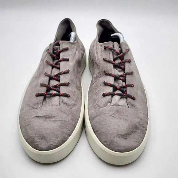 Ecco Soft 8 Gray Leather Sneakers Lace UP Men's Size 47/ 13 US Extra Width Shoes