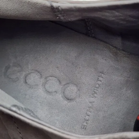 Ecco Soft 8 Gray Leather Sneakers Lace UP Men's Size 47/ 13 US Extra Width Shoes