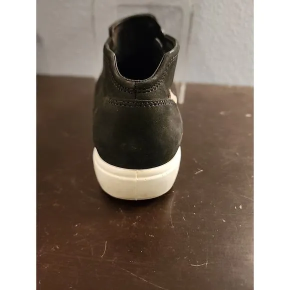 ECCO Soft Womens Size 10 EU 41 Low Booties‎ Zip Black Leather High Top Shoes