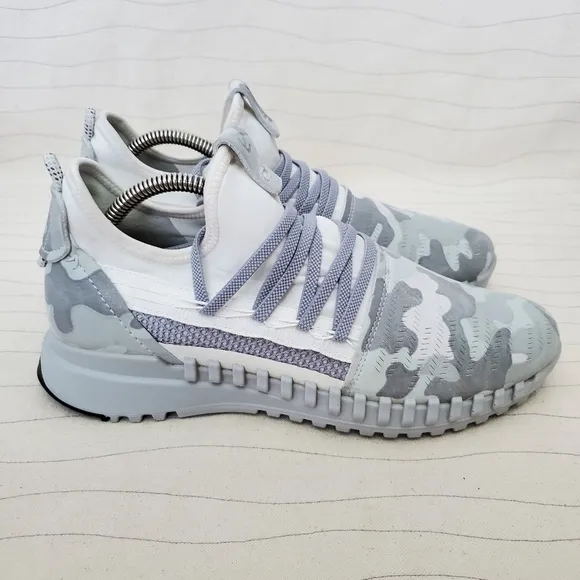 Ecco Womems Zipflex Phorene Gray/White Camo Athletic Sneakers Shoes Size 8-8.5