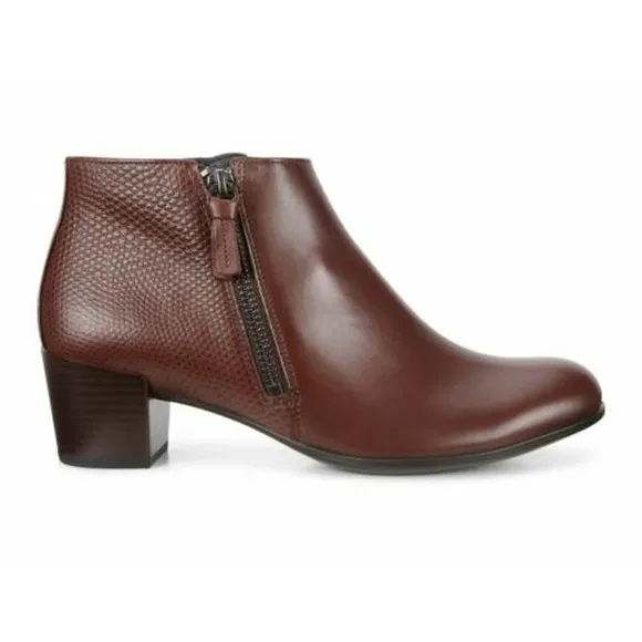 ECCO Women's Size 10 Shape M 35 Zip Ankle Boots, Brown Leather
