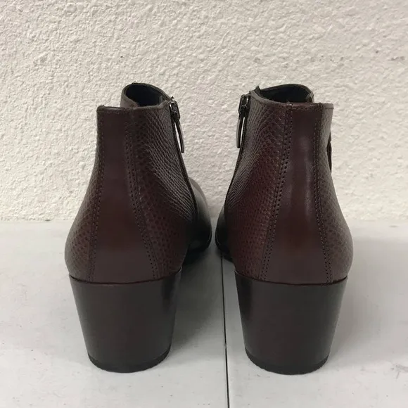 ECCO Women's Size 10 Shape M 35 Zip Ankle Boots, Brown Leather