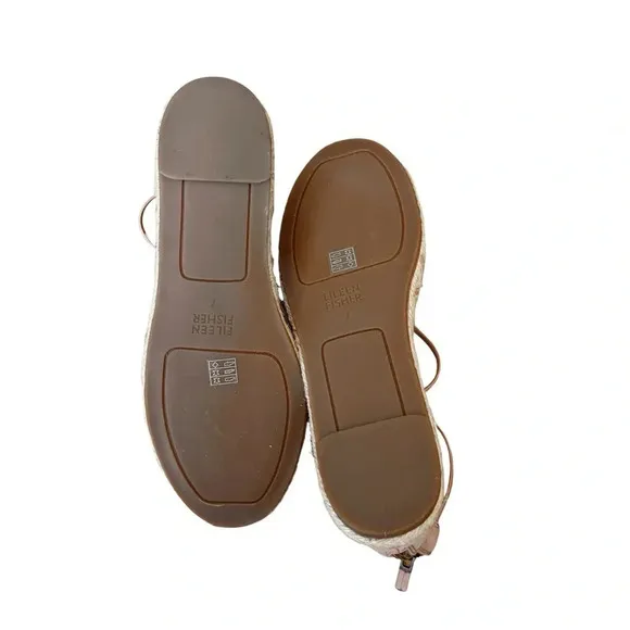 Eileen Fisher Espadrille Flat Sandals Lace Suede Boho Blush Size 7 Women’s New