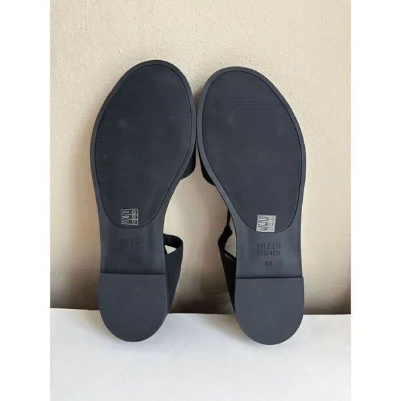 Eileen Fisher Rose Nubuck Black Sandals Womens Size 8.5