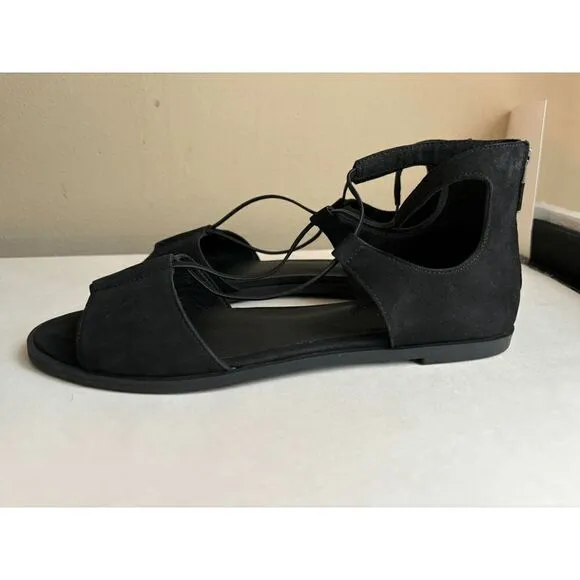 Eileen Fisher Rose Nubuck Black Sandals Womens Size 8.5
