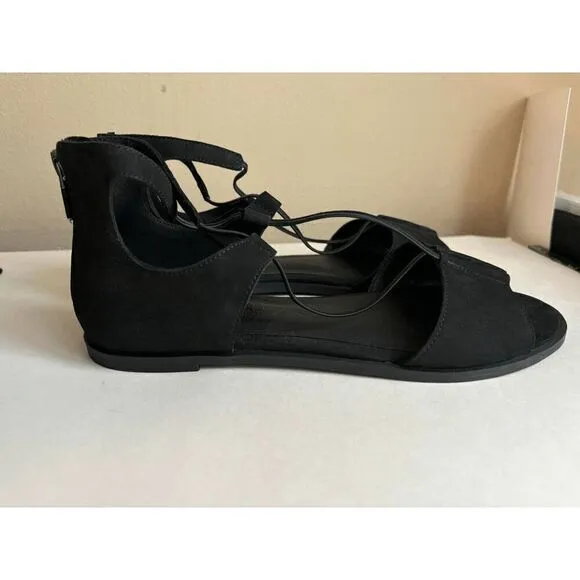Eileen Fisher Rose Nubuck Black Sandals Womens Size 8.5