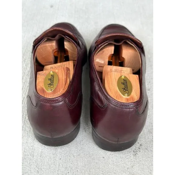 E.T. Wright Men’s 10.5D Burgundy Fine Leather Slip On Penny Loafer Shoes ITALY