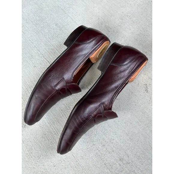 E.T. Wright Men’s 10.5D Burgundy Fine Leather Slip On Penny Loafer Shoes ITALY
