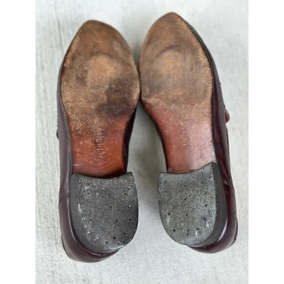 E.T. Wright Men’s 10.5D Burgundy Fine Leather Slip On Penny Loafer Shoes ITALY