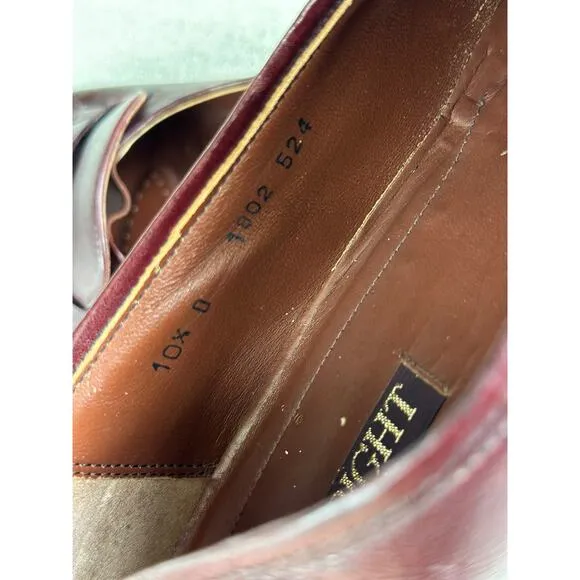 E.T. Wright Men’s 10.5D Burgundy Fine Leather Slip On Penny Loafer Shoes ITALY