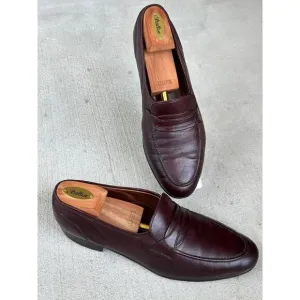E.T. Wright Men’s 10.5D Burgundy Fine Leather Slip On Penny Loafer Shoes ITALY