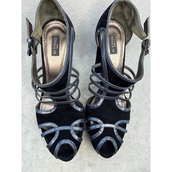 ETRO Milano Luxury Designer Suede Platform Heels Made In Italy EU 39.5 US9
