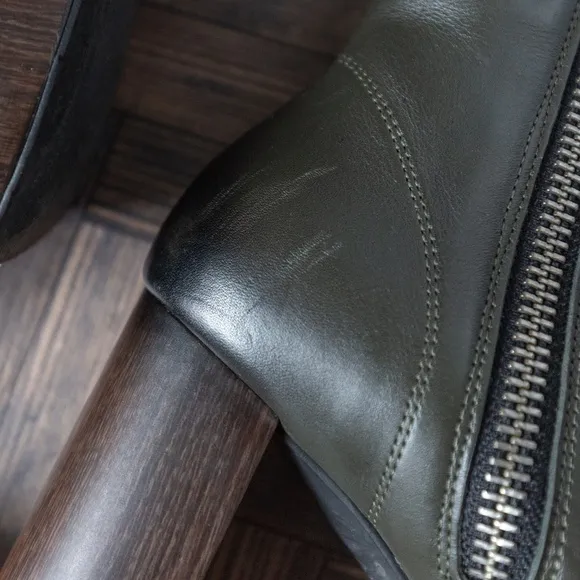 EUC All Saints Thea Leather Zip Platform Ankle Boots, Green, Size US 8 / EU 38
