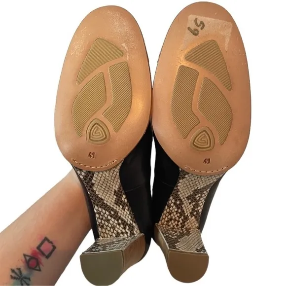 EUC Atillio Giusti Leombruni Cap Snakeskin Embossed Leather Heels size 10