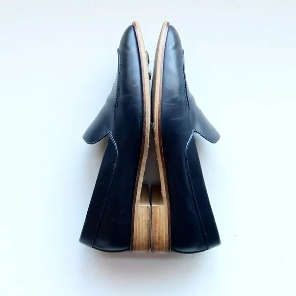 Everlane Almond Toe Low Block Heel Italian Leather Modern Loafers Slip-on Shoes