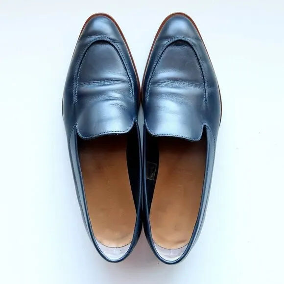Everlane Almond Toe Low Block Heel Italian Leather Modern Loafers Slip-on Shoes
