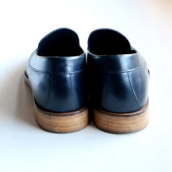 Everlane Almond Toe Low Block Heel Italian Leather Modern Loafers Slip-on Shoes