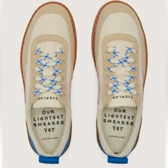 Everlane The Tread Bare Sneaker Mens Sz 11 Canvas Low Top Sneakers Beige Blue