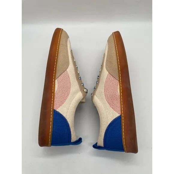 Everlane The Tread Bare Sneaker Mens Sz 11 Canvas Low Top Sneakers Beige Blue