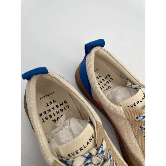 Everlane The Tread Bare Sneaker Mens Sz 11 Canvas Low Top Sneakers Beige Blue