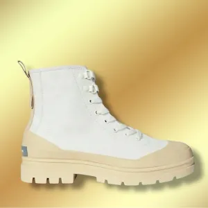 Everlane Women’s Cotton Canvas Gum Sole Utility Boot in White &amp; Cream Size 8.5