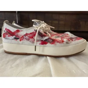 FEIT THE Artist Shoe Hand Painted Canvas &amp; Leather Women's Shoe Sz 9//EU 39 NEW