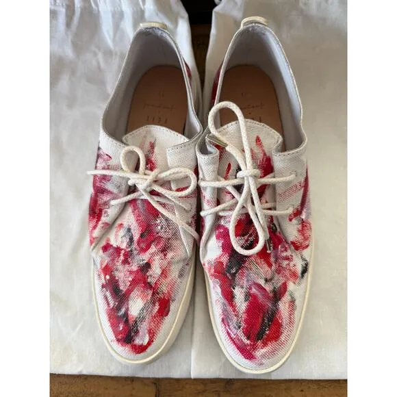 FEIT THE Artist Shoe Hand Painted Canvas &amp; Leather Women's Shoe Sz 9//EU 39 NEW