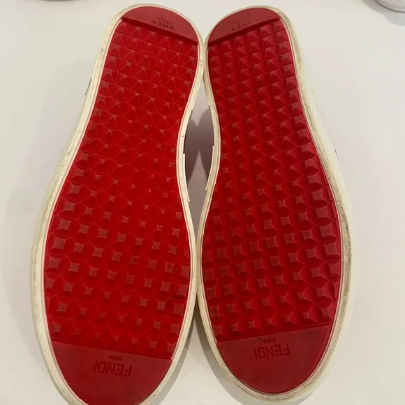 Fendi monster motif leather loafer sneakers