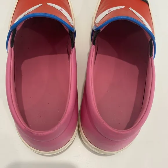 Fendi monster motif leather loafer sneakers
